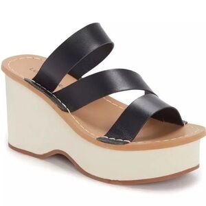 Women's Black Platform Sandals Lucky Brand Mimya Wedge Sandals size 9